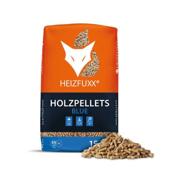 Heizfuxx Blue Holzpellets ENplus A1 – 975 kg Palette (65 x 15 kg), zertifizierte Holzpellets