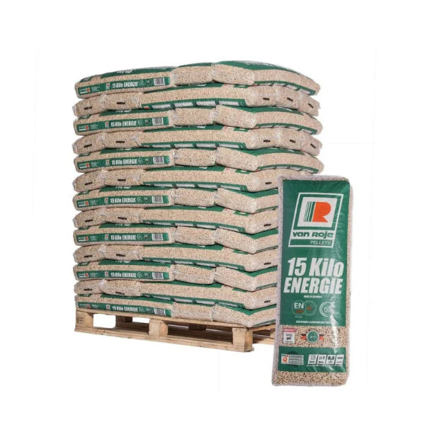 Van Roje Holzpellets ENplus A1 – 975 kg Palette (65 x 15 kg), zertifizierte Holzpellets